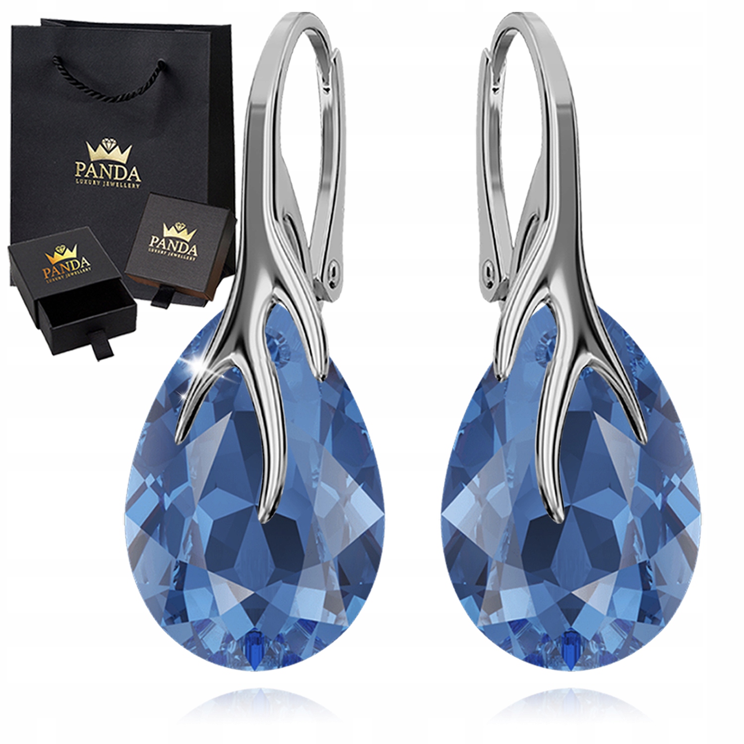 Stříbrné Náušnice Dámské Kapky Krystaly Dárek 925 Valentýn Výročí