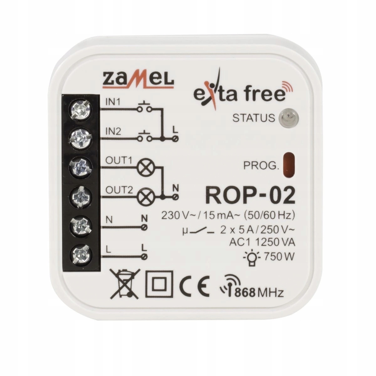 Radiowy odbiornik dopuszkowy do puszki 2-kanałowy ROP-02 ZAMEL Rodzaj inny
