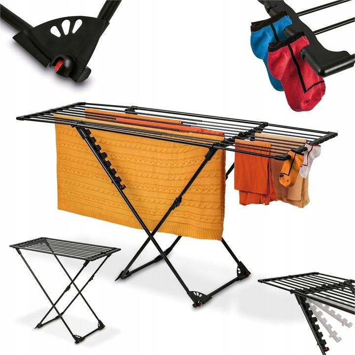 Suszarka na Pranie Teleskopowa Balkonowa Konighoffer Spring Black 108-190cm