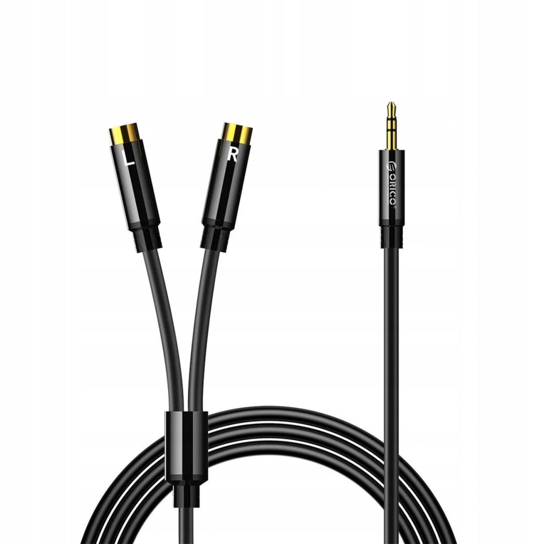 Kabel audio Orico Axrf mini jack 3.5 mm do 2x Rca żeńskiego 5 m czarny