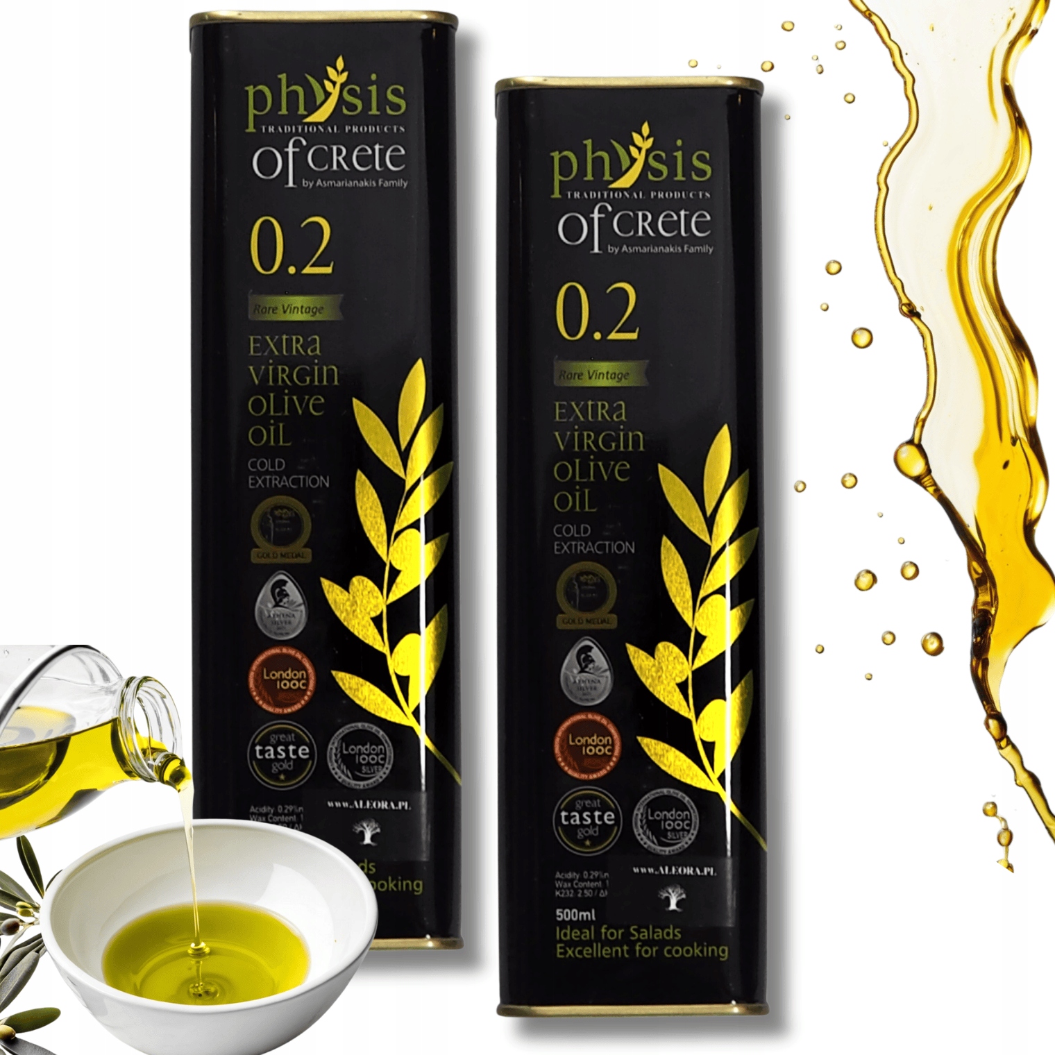 Doskonała Grecka oliwa z oliwek 0,2% Extra Virgin 2 x 0,5 L data do 03/27