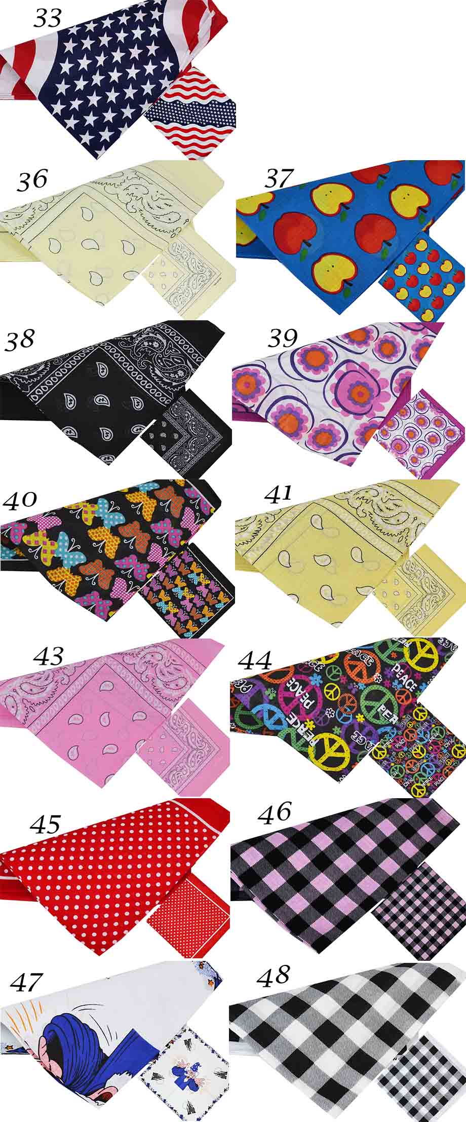 BANDANA Bawełniana Chusta BANDAMA 250 WZORÓW KOLOR Model inny