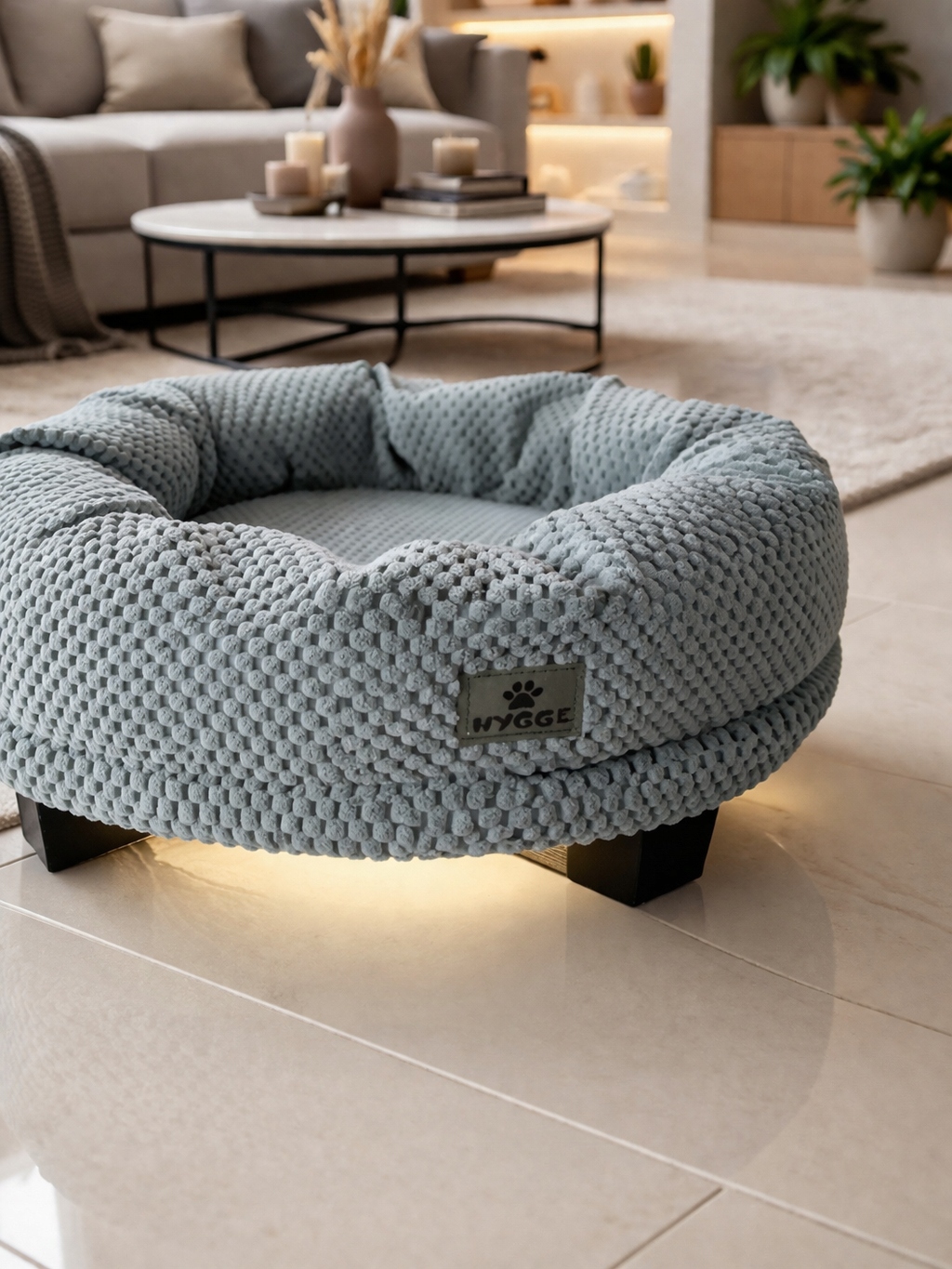 Premium pelíšek pro psa kočku 40 cm Led dálkové ovládání měkké, útulné