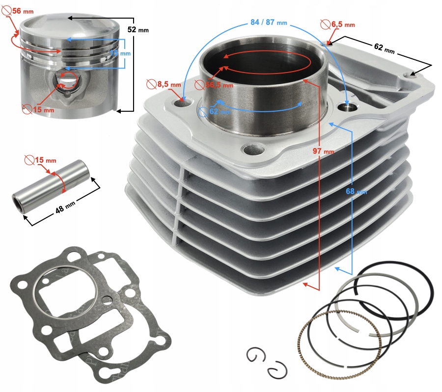 

Cylinder Moretti do Cg 125cc 156FMI motocykla 4T