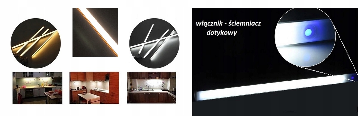 OSWIETLENIE COB LED PODSZAFKOWE LISTWA 120CM DOTYK Moc 10 W
