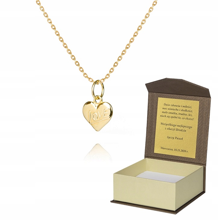 925 Zlatý Řetízek 45 Srdce Love Věnování A4Z67