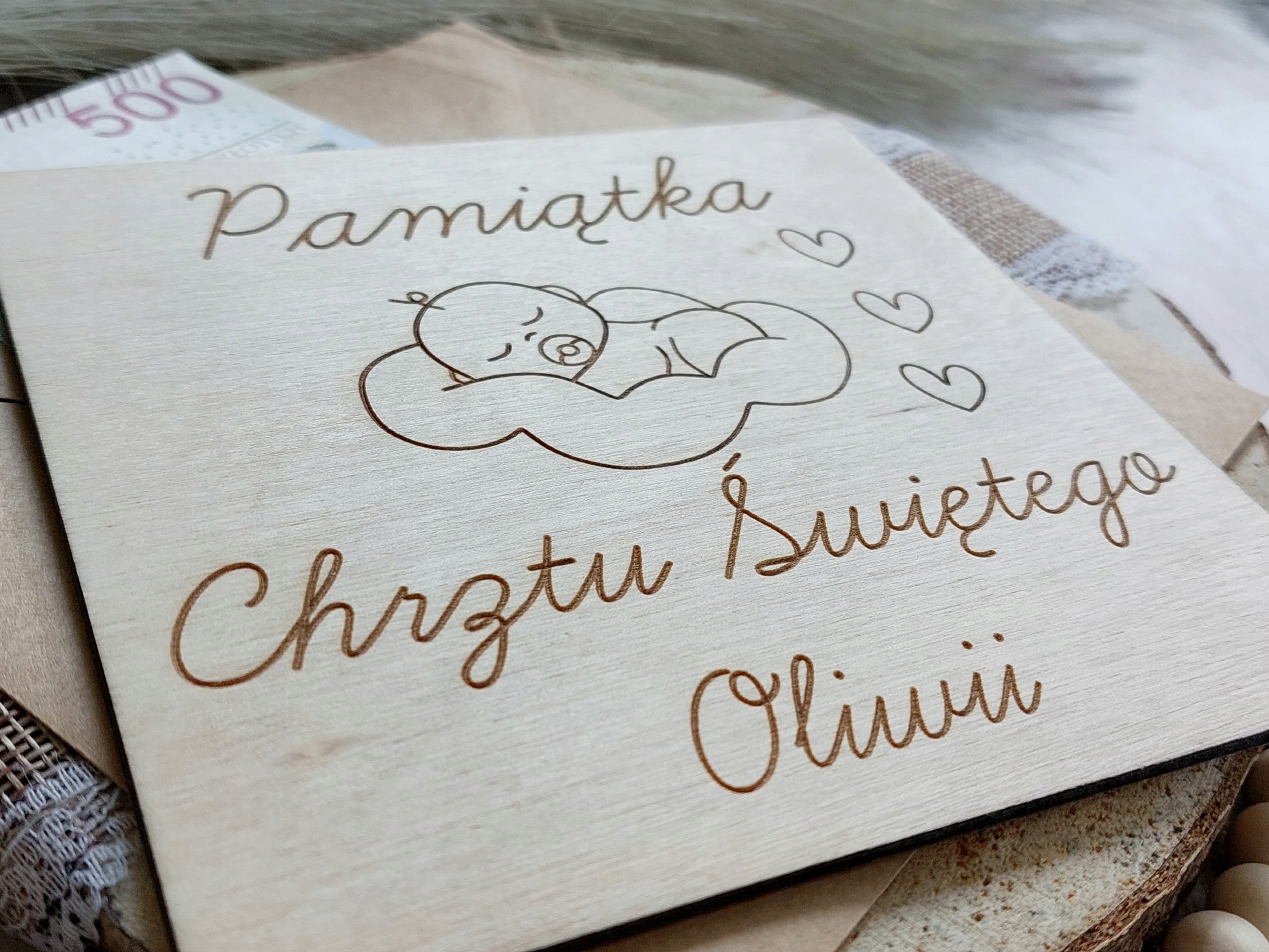 PAMIĄTKA CHRZTU PREZENT NA CHRZCINY CHRZEST GRAWER Szerokość produktu 14 cm