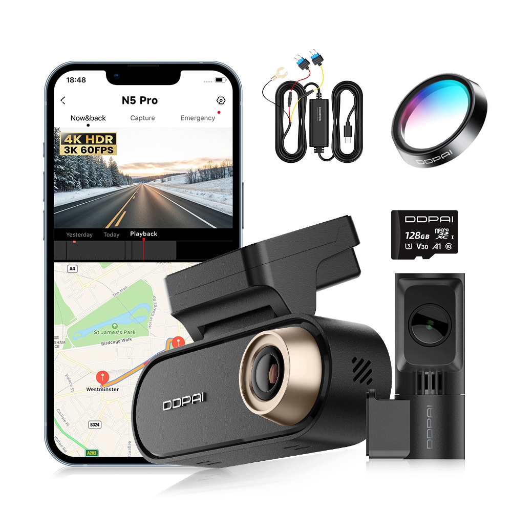 Videorekordér Ddpai N5 Pro Kamera 4K Hdr 2K Zadní Hardwire Kit 128GB