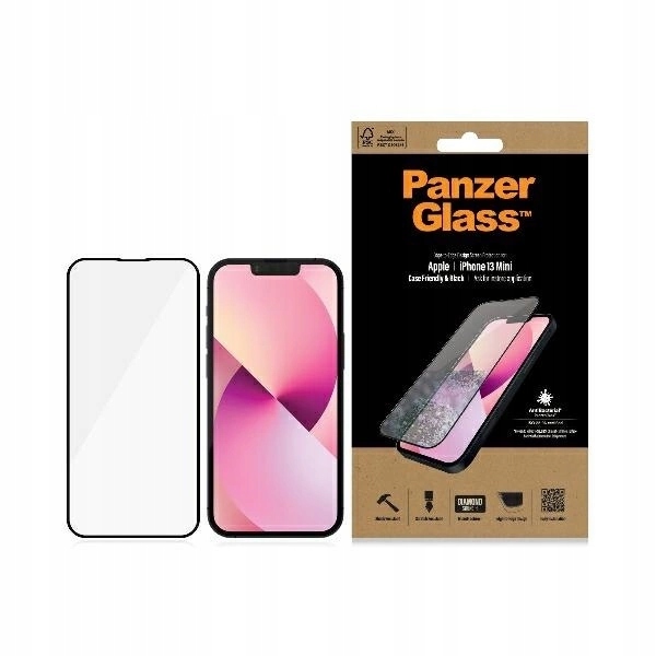 Sklo PanzerGlass E2E antibakteriální pro iPhone 13 mini s černým rámečkem