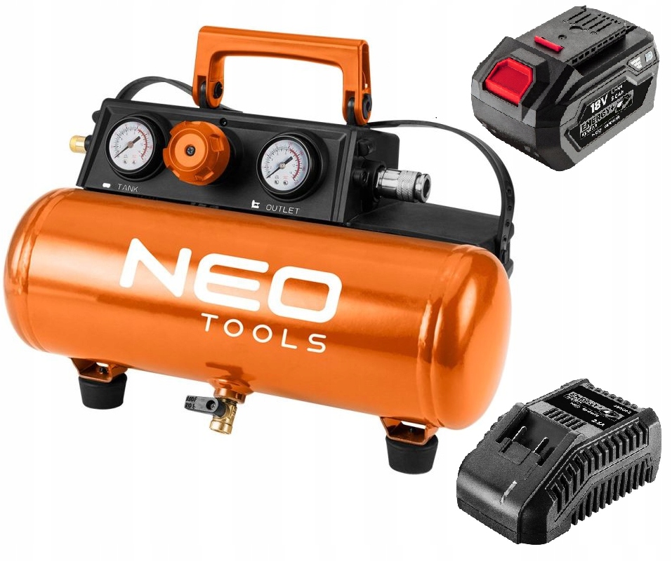 Neo Tools Akumulátorový kompresor 8 bar 3,8L 04-620 Energy+ Sada 6AH
