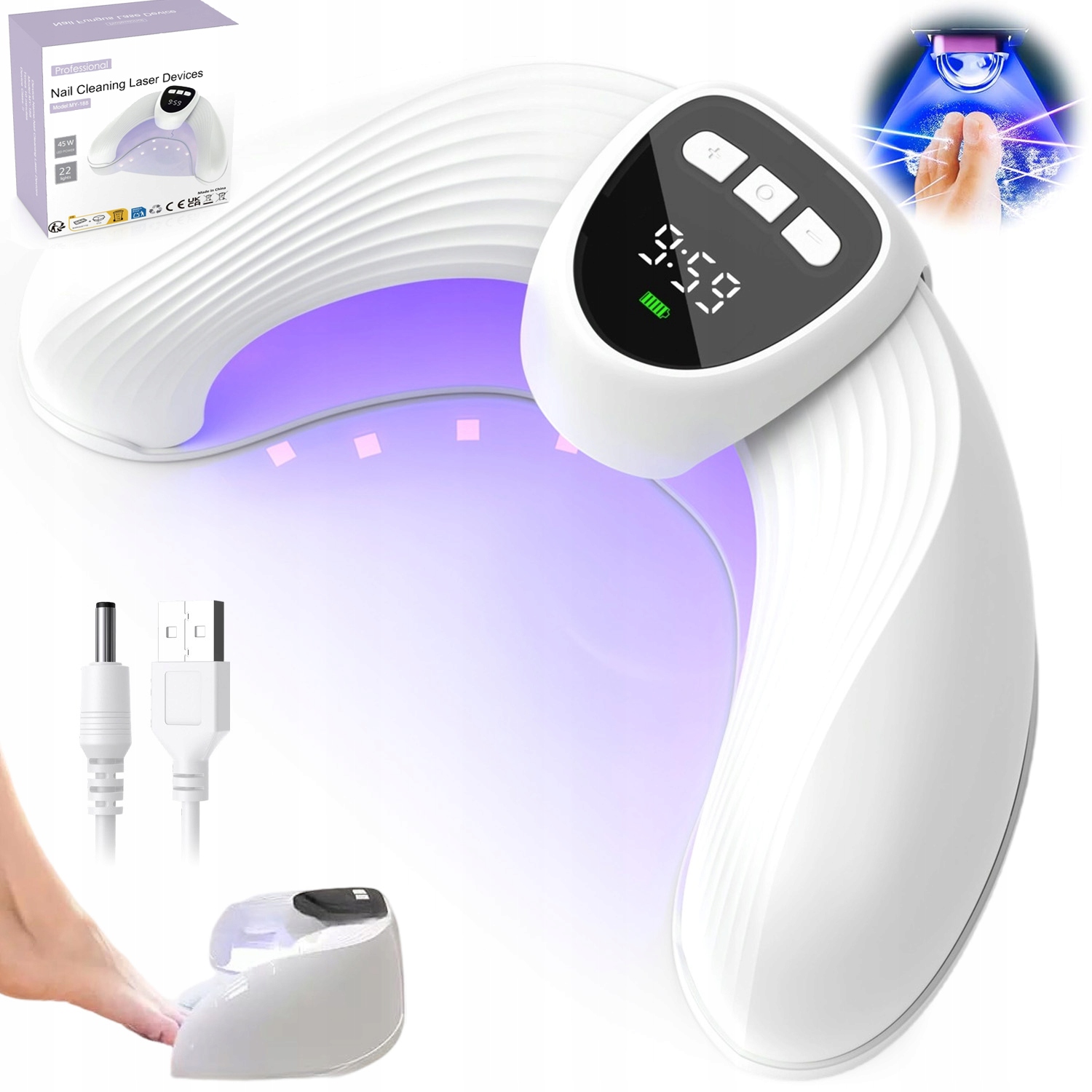 Laserová Led Lampa Na Čištění Mykózy Nehtů, Jemná A Bezbolestná, 45 W