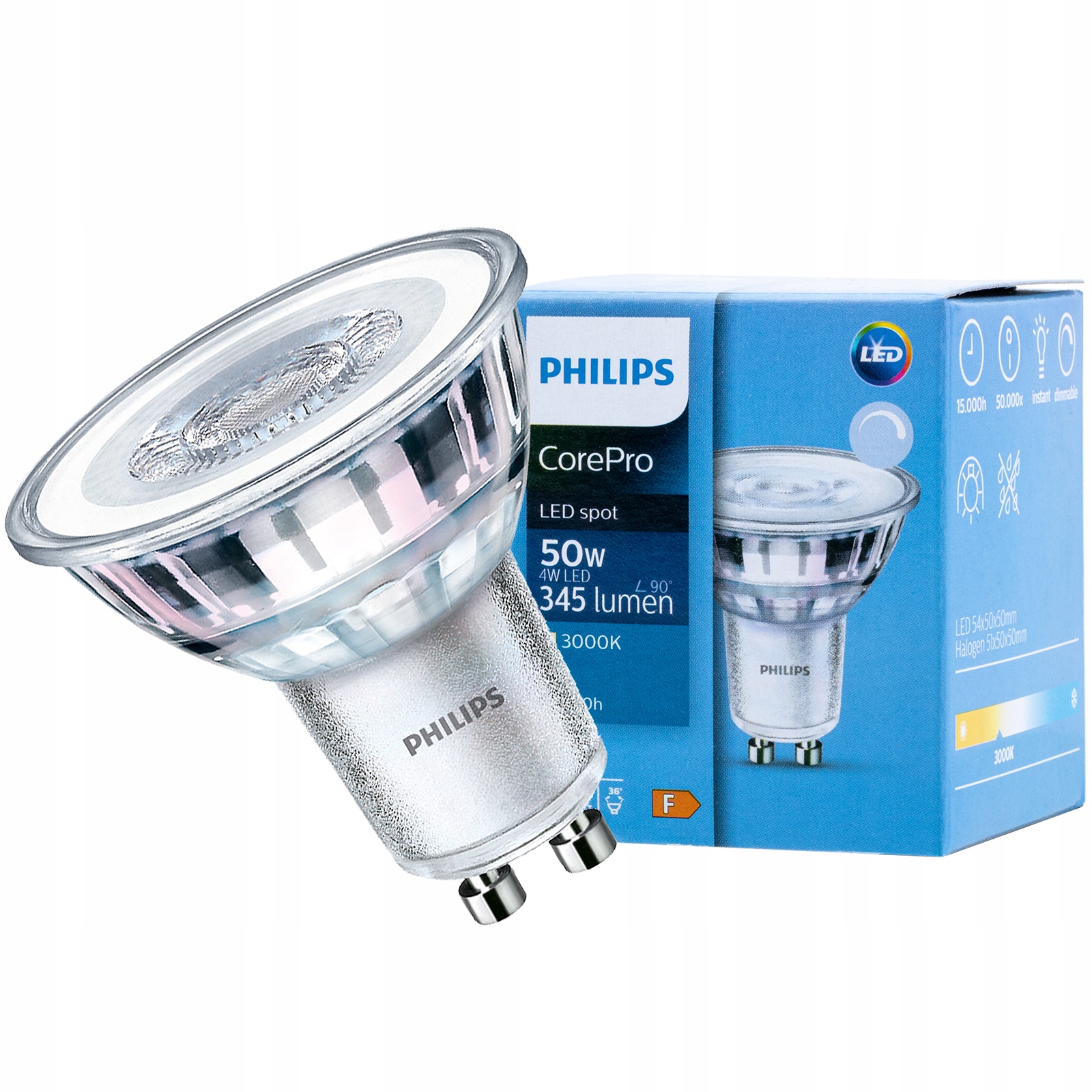 

Żarówka Led GU10 5W 50W 350lm 3000K 36° Philips