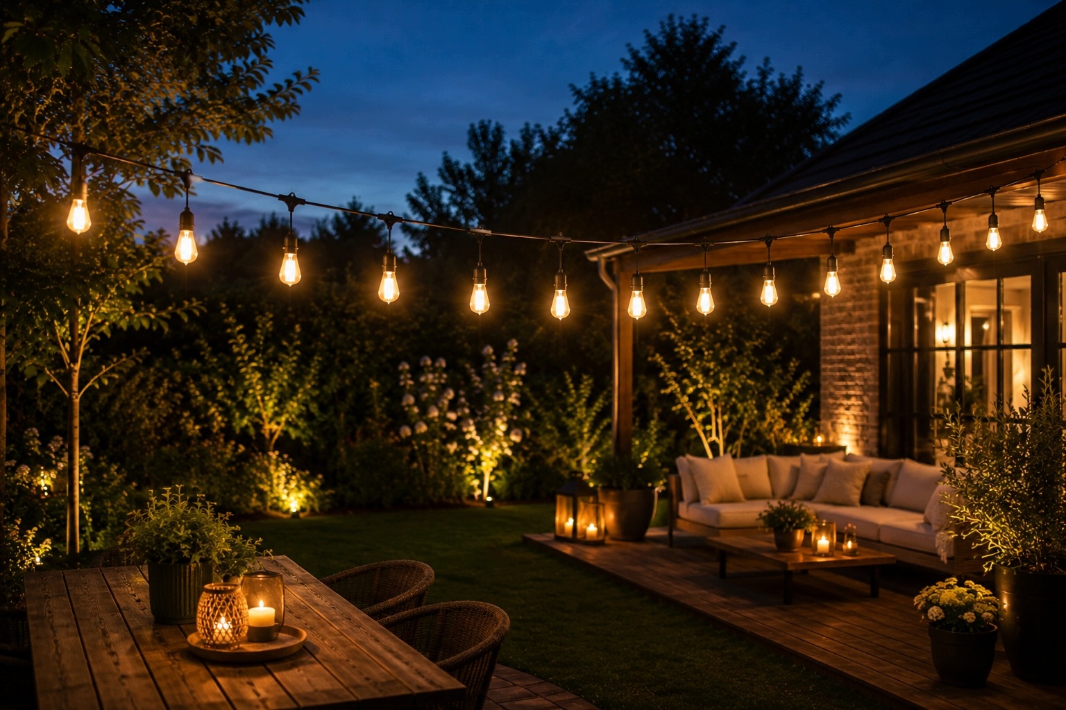 Girlanda Ogrodowa 20m Świetlna Lampki Łańcuch 20x Żarówka LED Żarówki e27