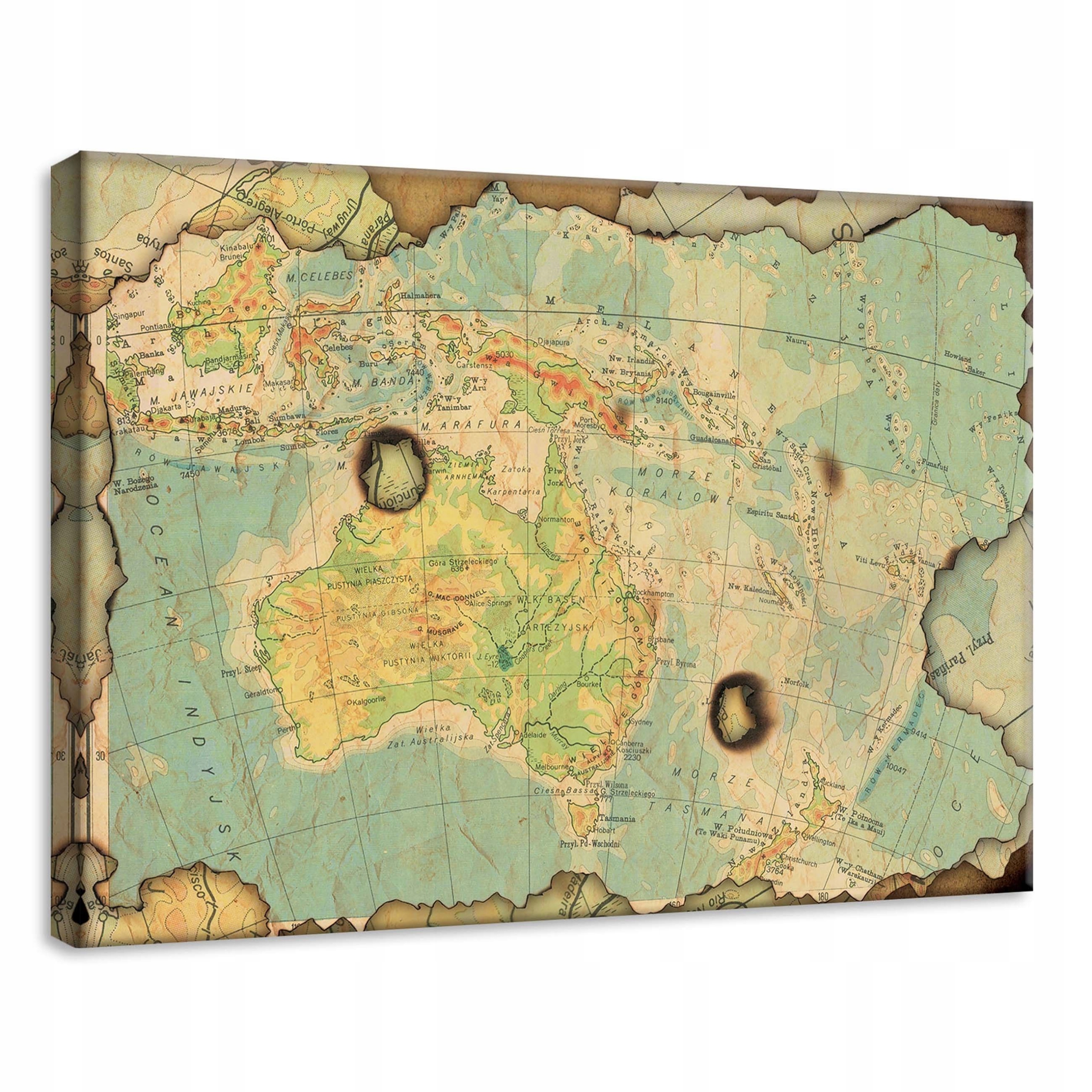 Obraz 70x50 Stará antická mapa Austrálie geografie cestování vintage