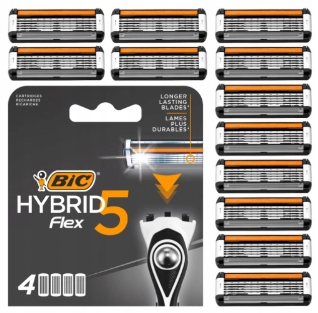 Wkłady ostrza do maszynek golarek Bic Hybrid Flex 5 zestaw 12 sztuk 4+8