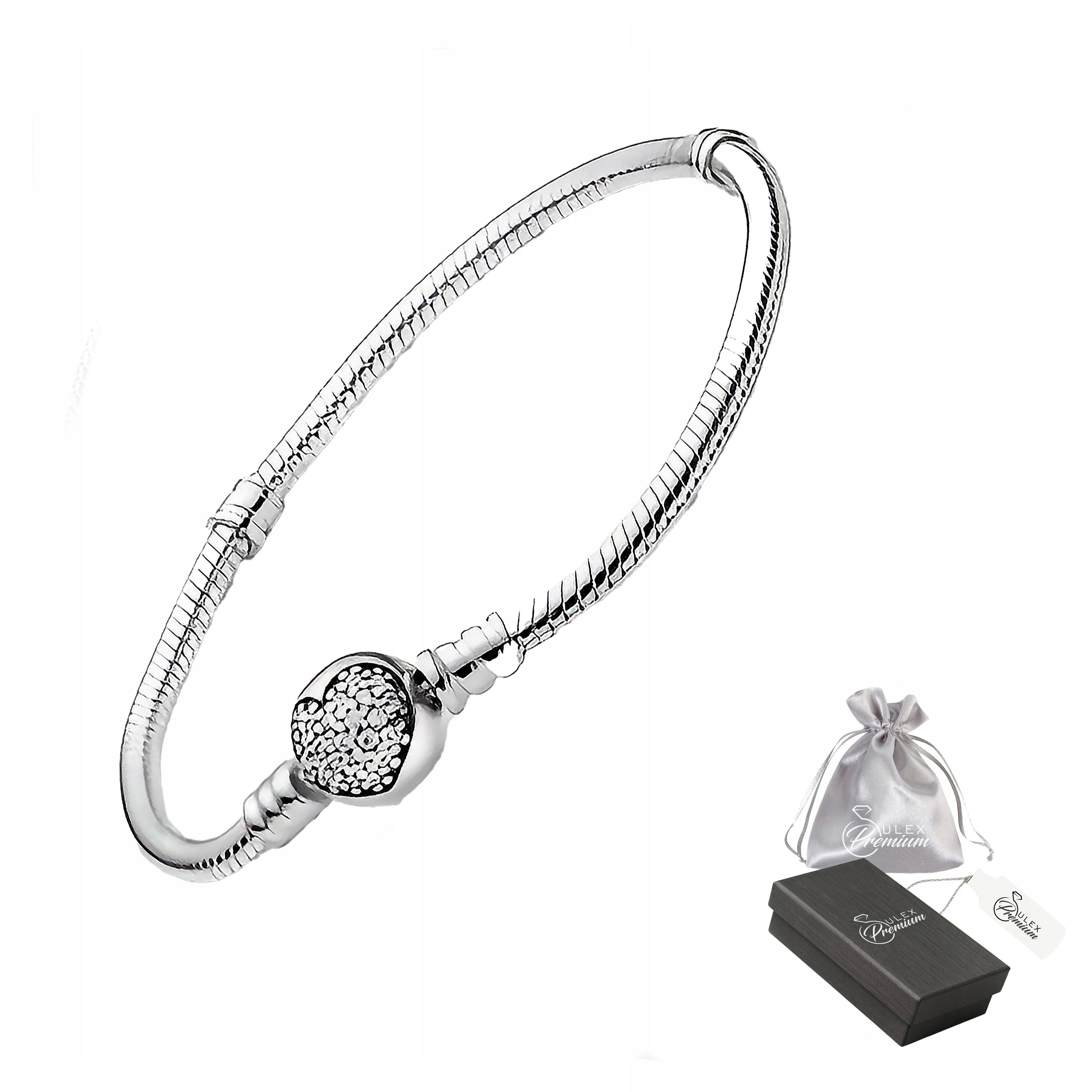 Modulární náramek pro Charms Kulička Srdce s zirkony Stříbrná 925 22 cm