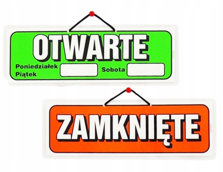 

Tabliczka 21x10cm Otwarte/zamknięte Zielona