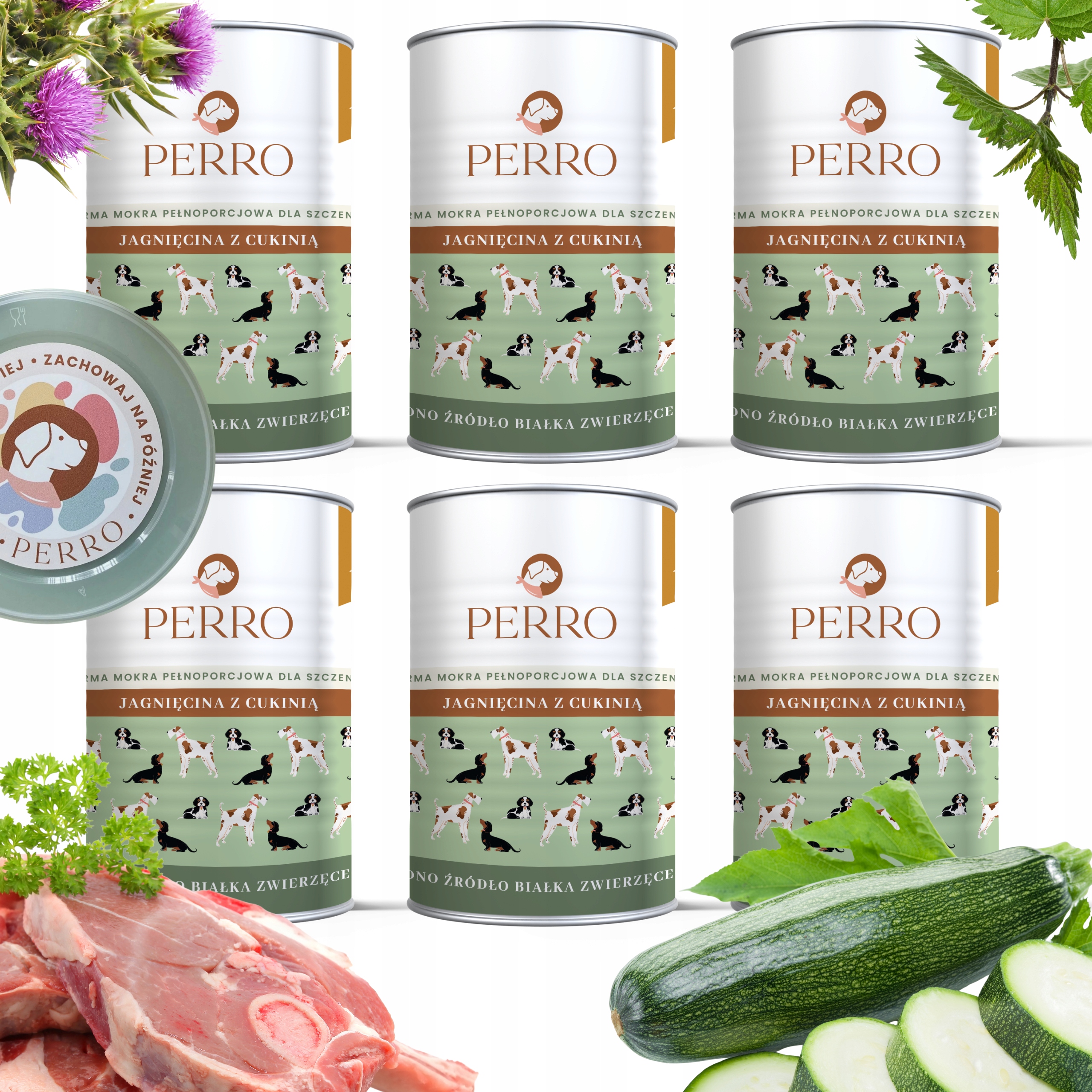 Levně Krmivo mokré Perro Junior Jehněčí s cuketou 6x400g pro štěňata víčko