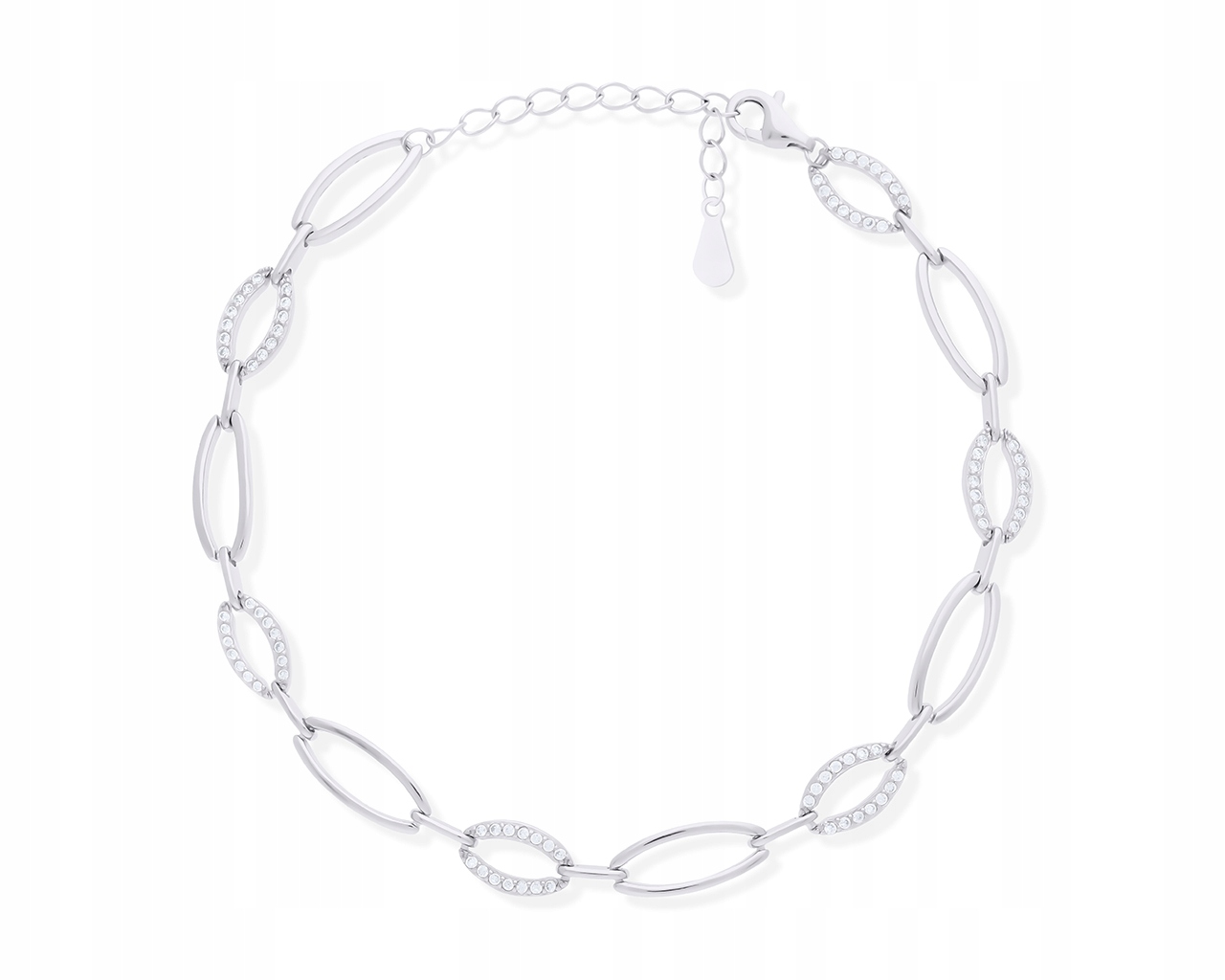 Stříbrný dámský náramek široký Zirkony ryzost 925, moderní vzor