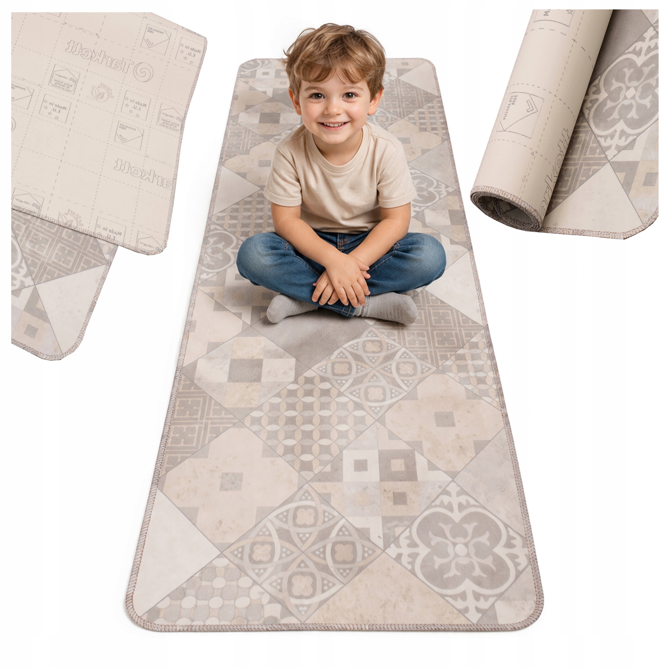 Koberec Běhoun 63x300 Pvc rohož voděodolná vzor linoleové desky obšitý