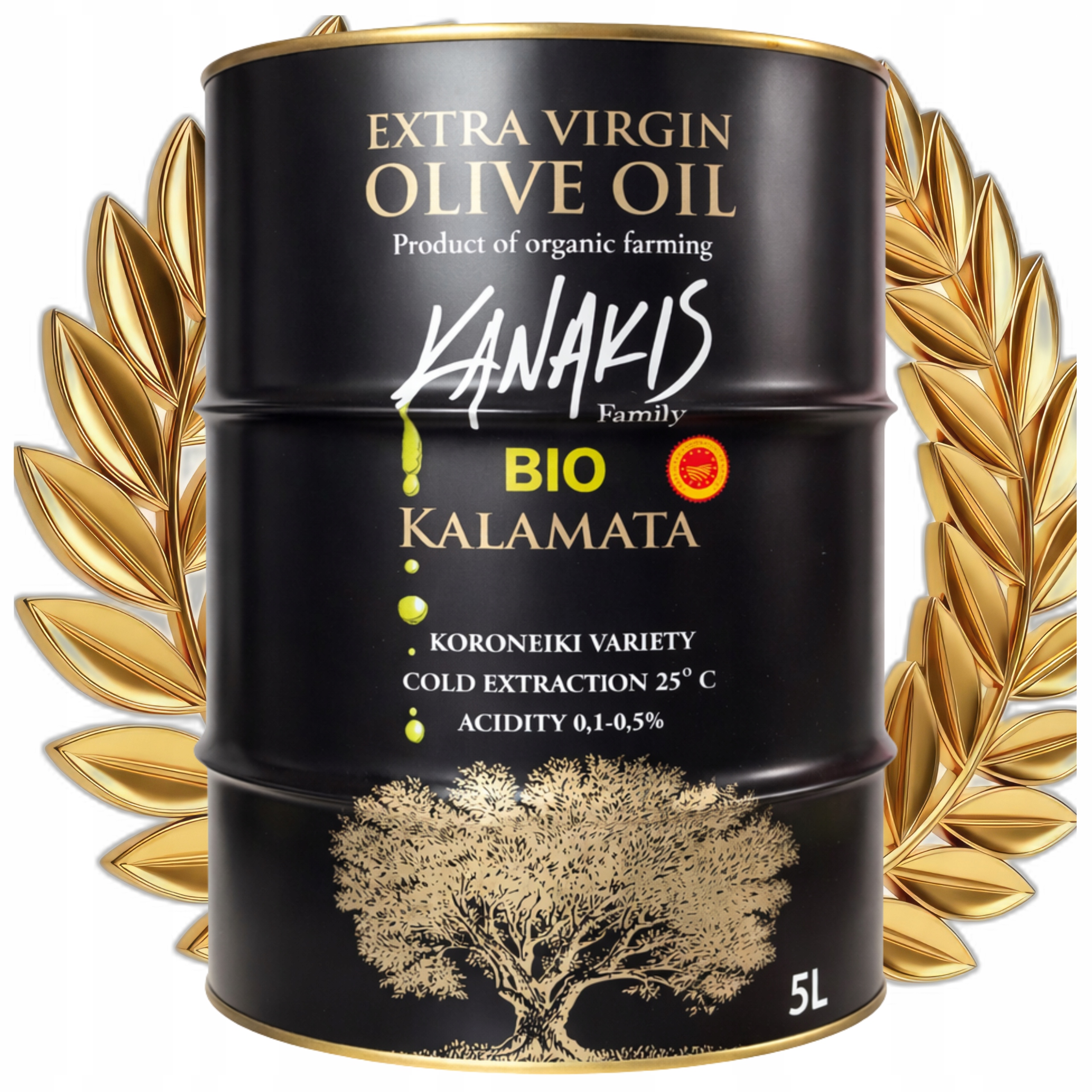 Extra Panenský Řecký Olivový Olej 5 L Bio Organický Kanakis P.d.o Kalamata