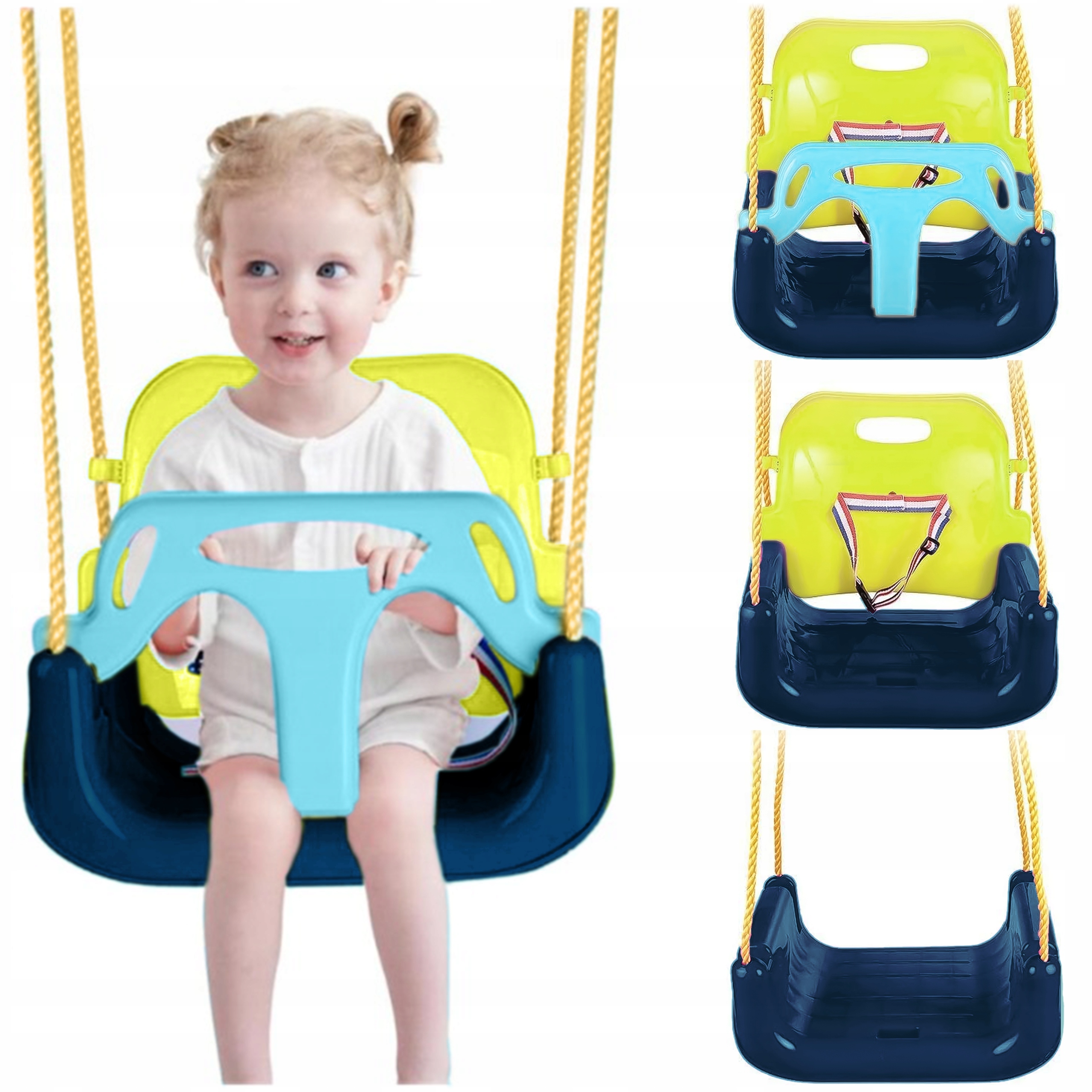 Huśtawka Ogrodowa Modułowa domowa dla Dzieci 3w1 Mocna na Linach Bezpieczna