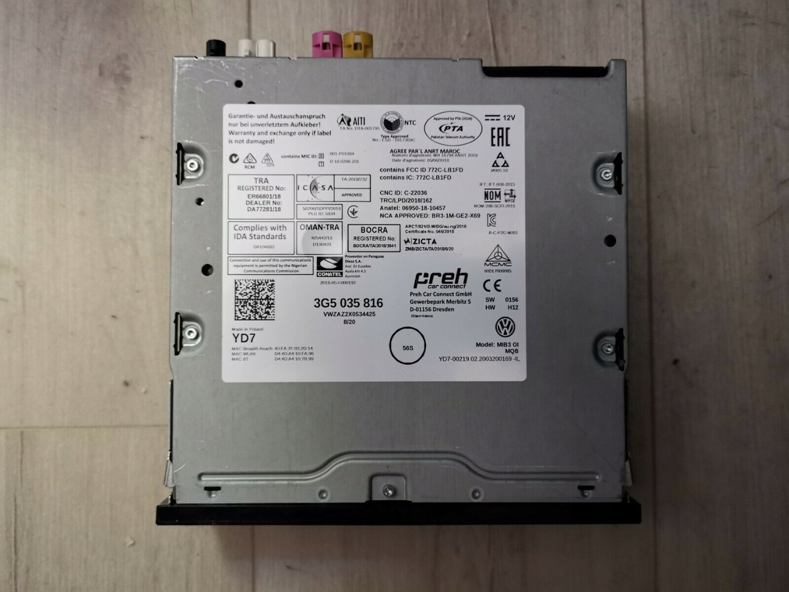 Volkswagen OE 3g5035816 драйвер MIB3