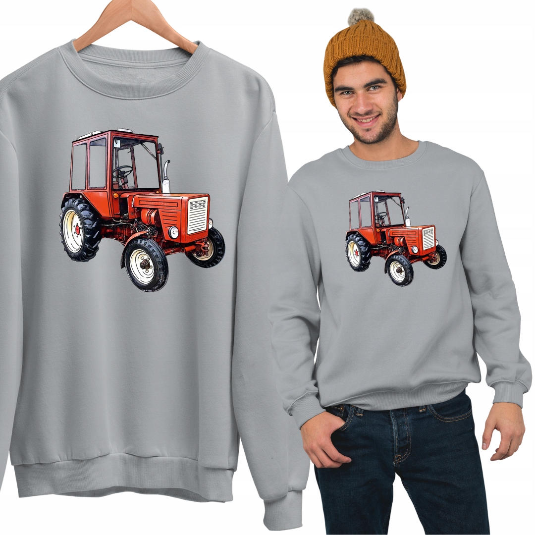 CIEPŁA WYTRZYMAŁA BLUZA MĘSKA Z NADRUKIEM TRAKTORA CIĄGNIK WLADIMIR