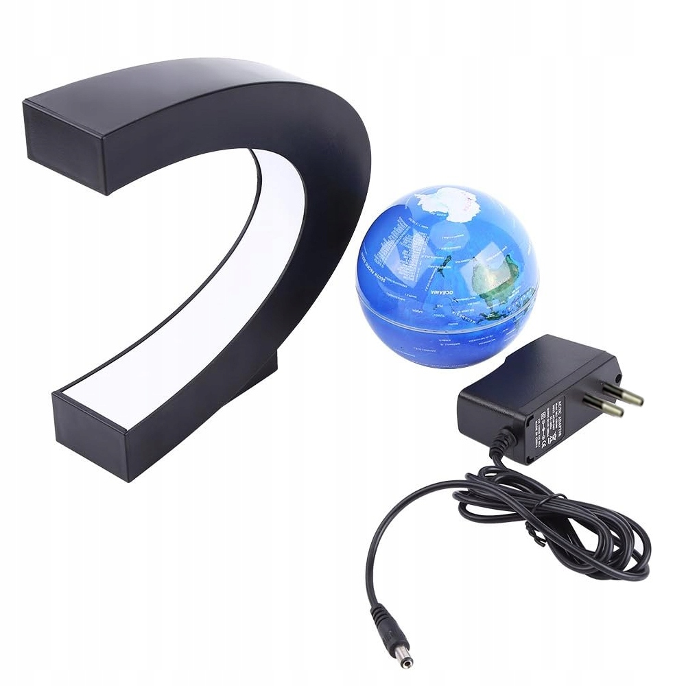 LEWITUJĄCY GLOBUS MAGNETYCZNY LED GLOBUS INTERAKTYWNY GLOBUS PODŚWIETLANY Kolor czarny Odcienie niebieskiego