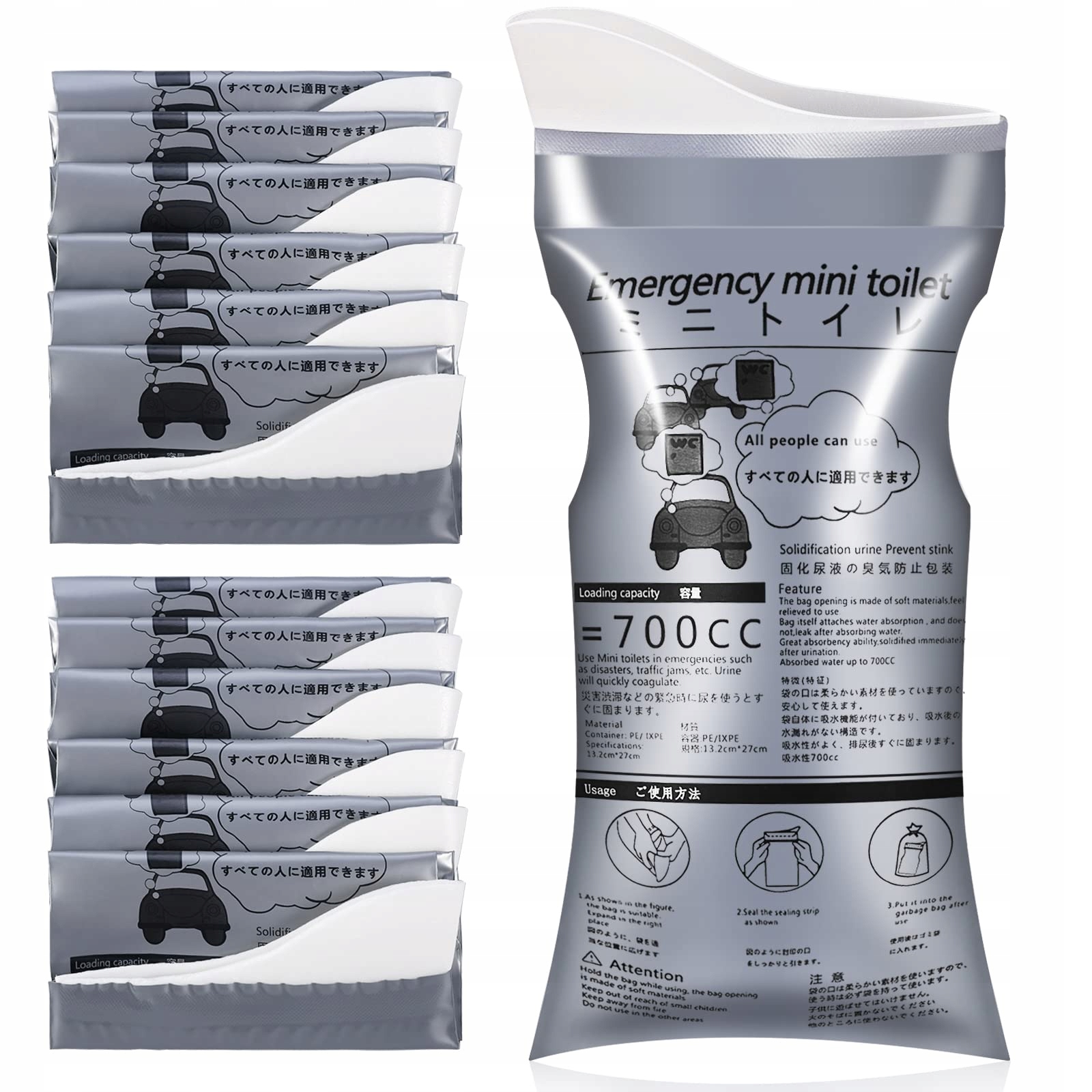 Toaleta Turystyczna Awaryjny Worek Torba 700ML Jednorazowe 24X Nowy