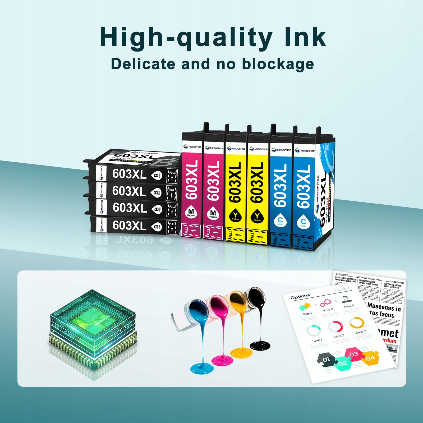 MEGFFICE 603XL Tusze Kompatybilne Epson XP2100 XP3100 WF2810 10 Sztuk — miniatura 2