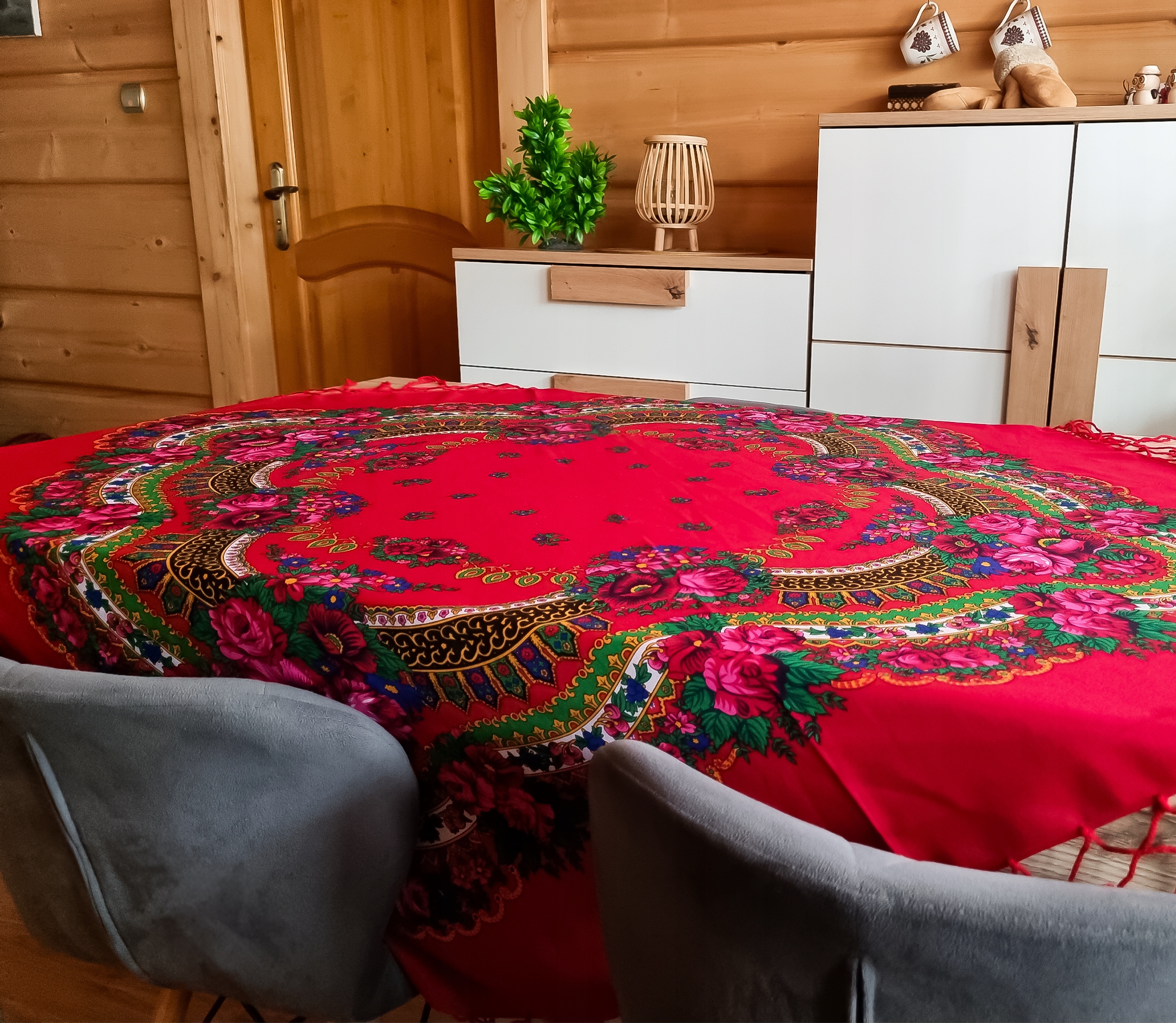 Chusta Góralska Czerwona Folkowa Chusta Regionalna Na Święta Zdobiona Duża Kod producenta chusta góralska czerwona