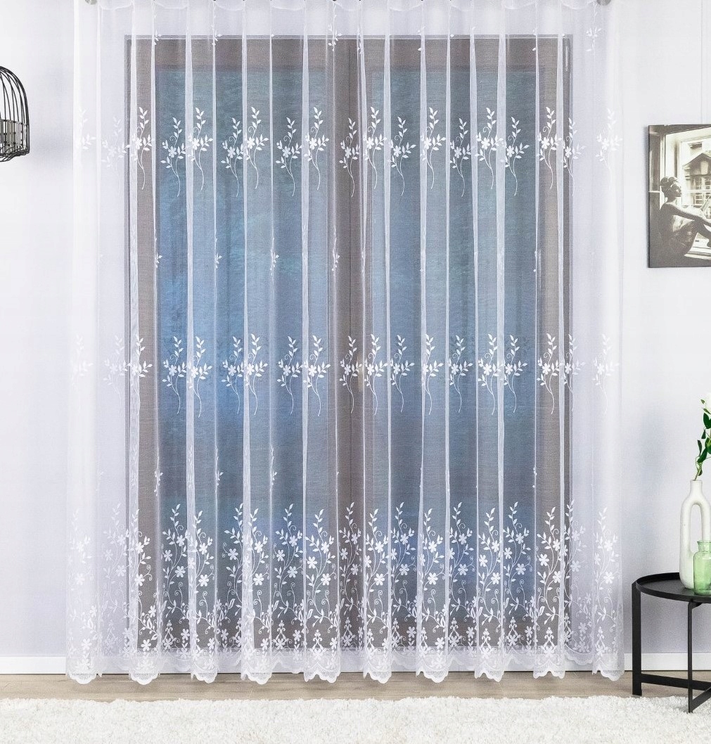 Záclona Do Obývacího Pokoje S Páskou, Drobné Květiny -150x170