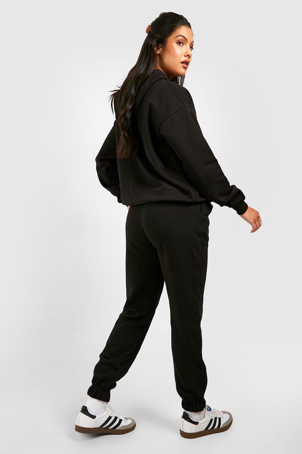 CZARNE SPODNIE DRESOWE CIĄŻOQWE DŁUGIE KLASYCZNE SPORTOWE JOGGERY BOOHOO 42 Rozmiar 42