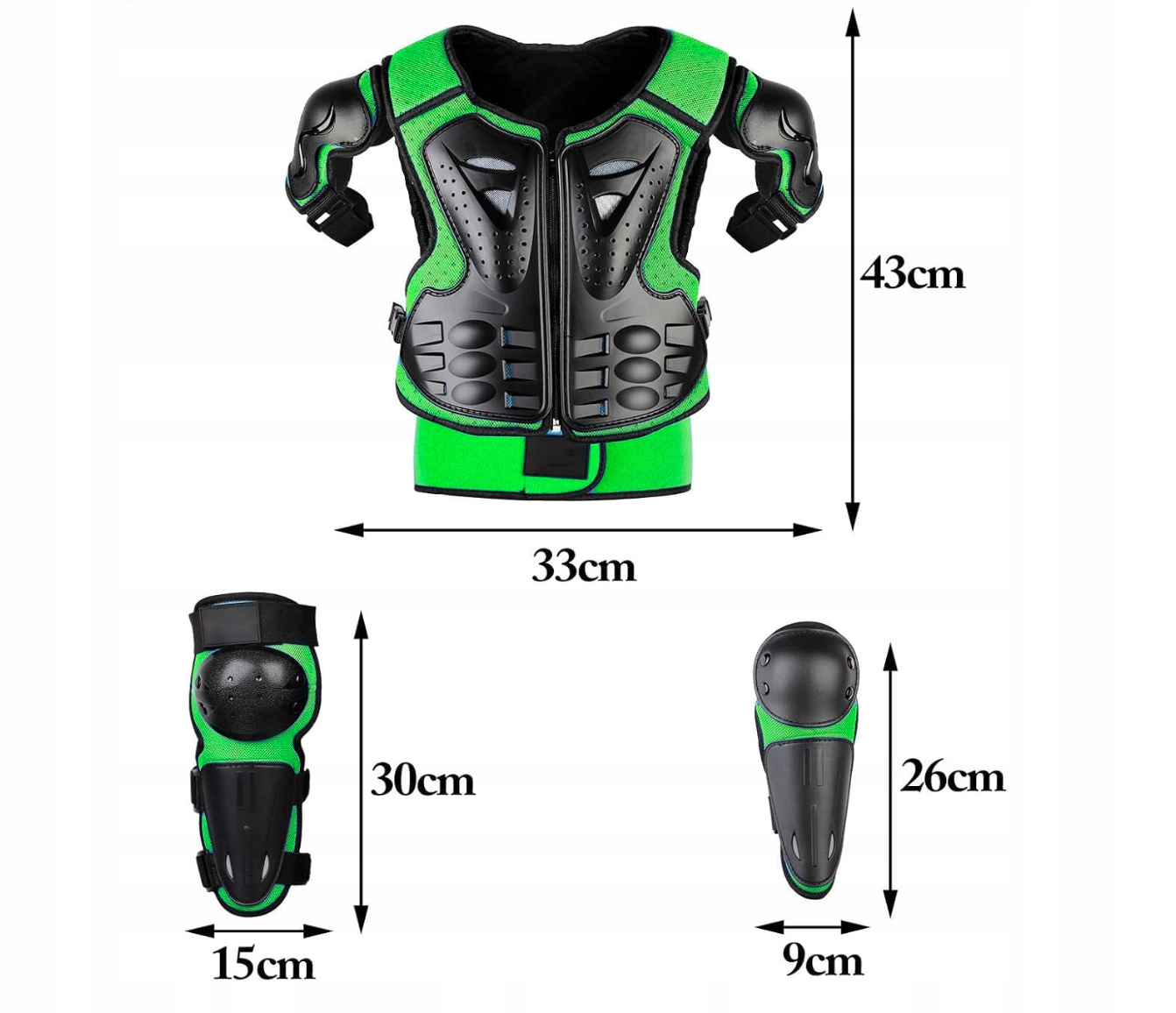 Ochranná sada na motocykl pro děti zelená