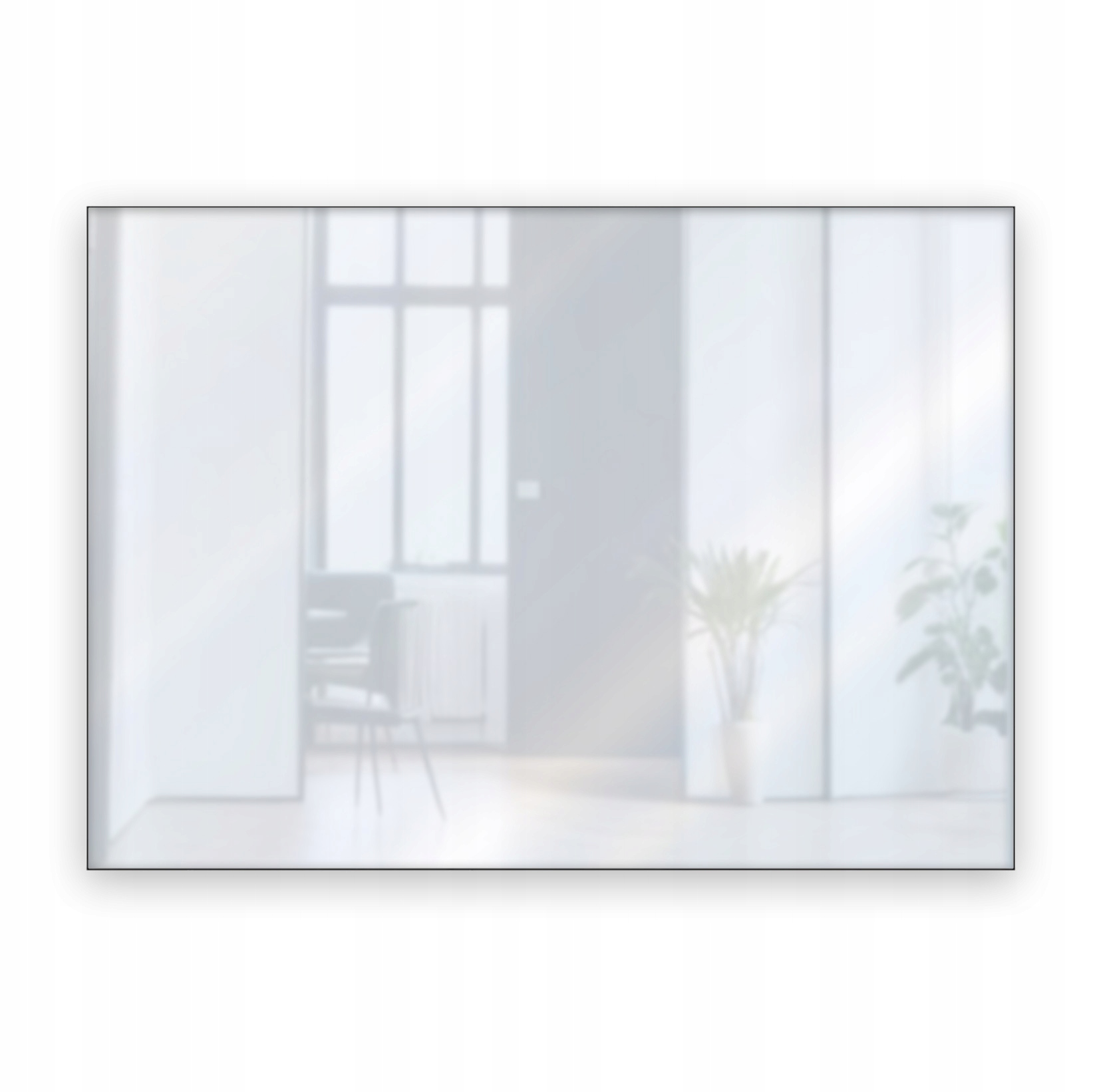 Obdĺžnikové Nástenné Zrkadlo Loft V Čiernom Úzkom Hliníkovom Ráme 80x50