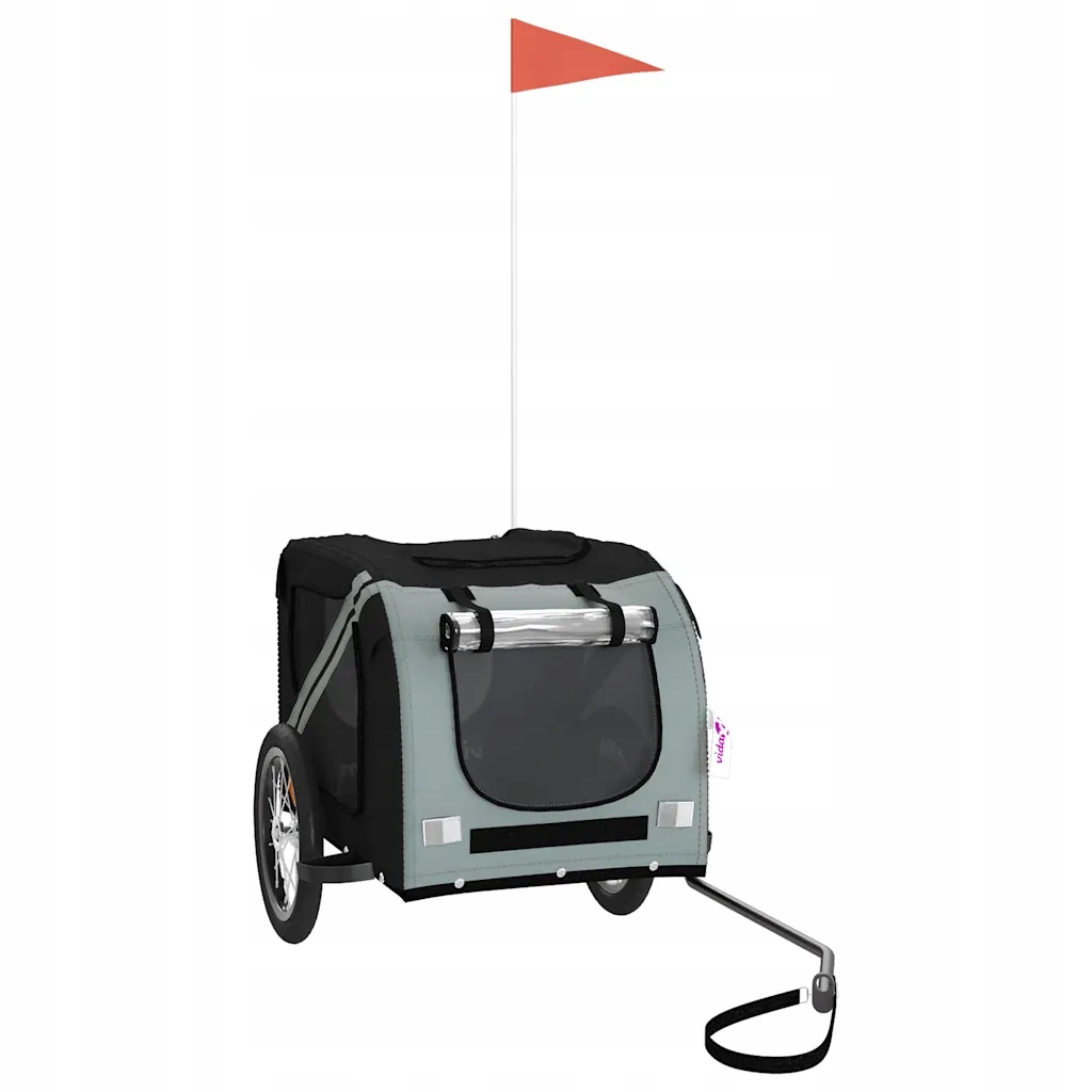 Levně Vozík za kolo pro psa černý a šedý oxfordská tkanina a železo