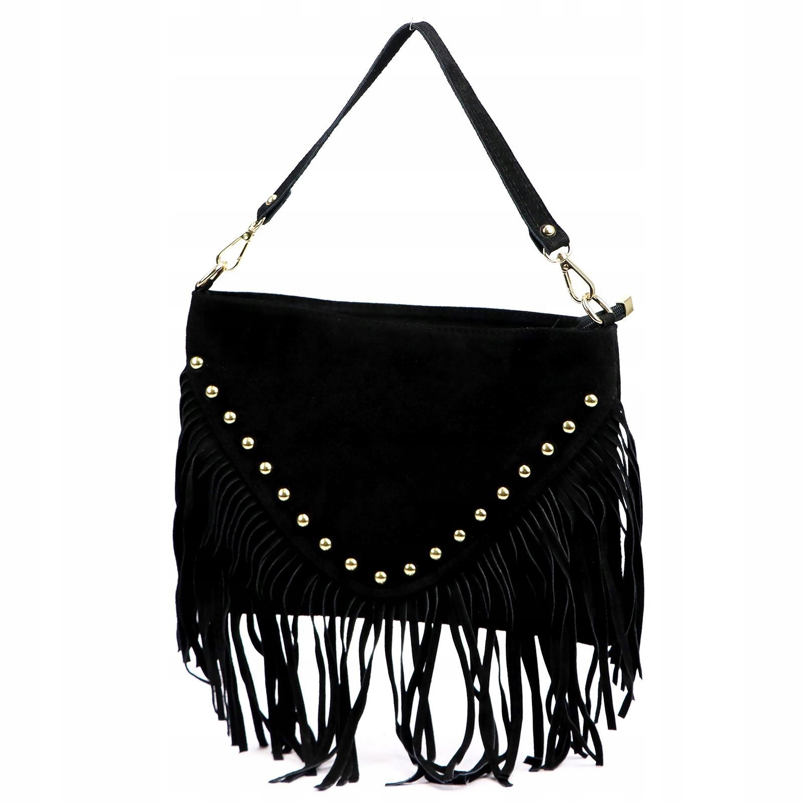 Torebka skórzana zamszowa miękka Luka czarna