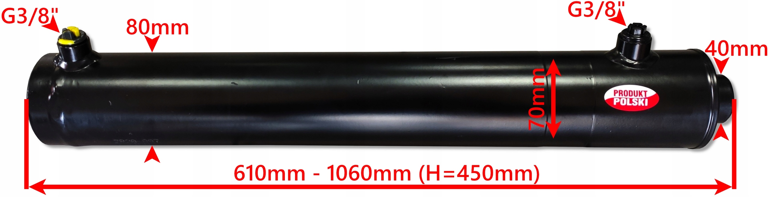 SIŁOWNIK HYDRAULICZNY SMTG 70x40 SKOK 450 2-STR Numer katalogowy części SMTG.70.40.450-00