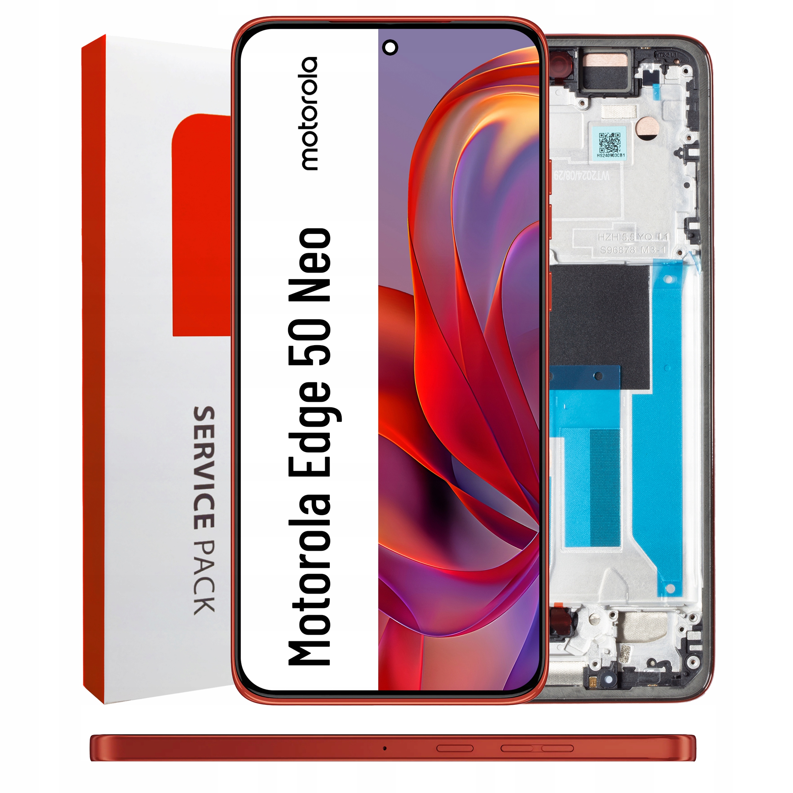 LCD displej pro Motorola Edge 50 Neo Obrazovka Rámeček Červená Originál Zila