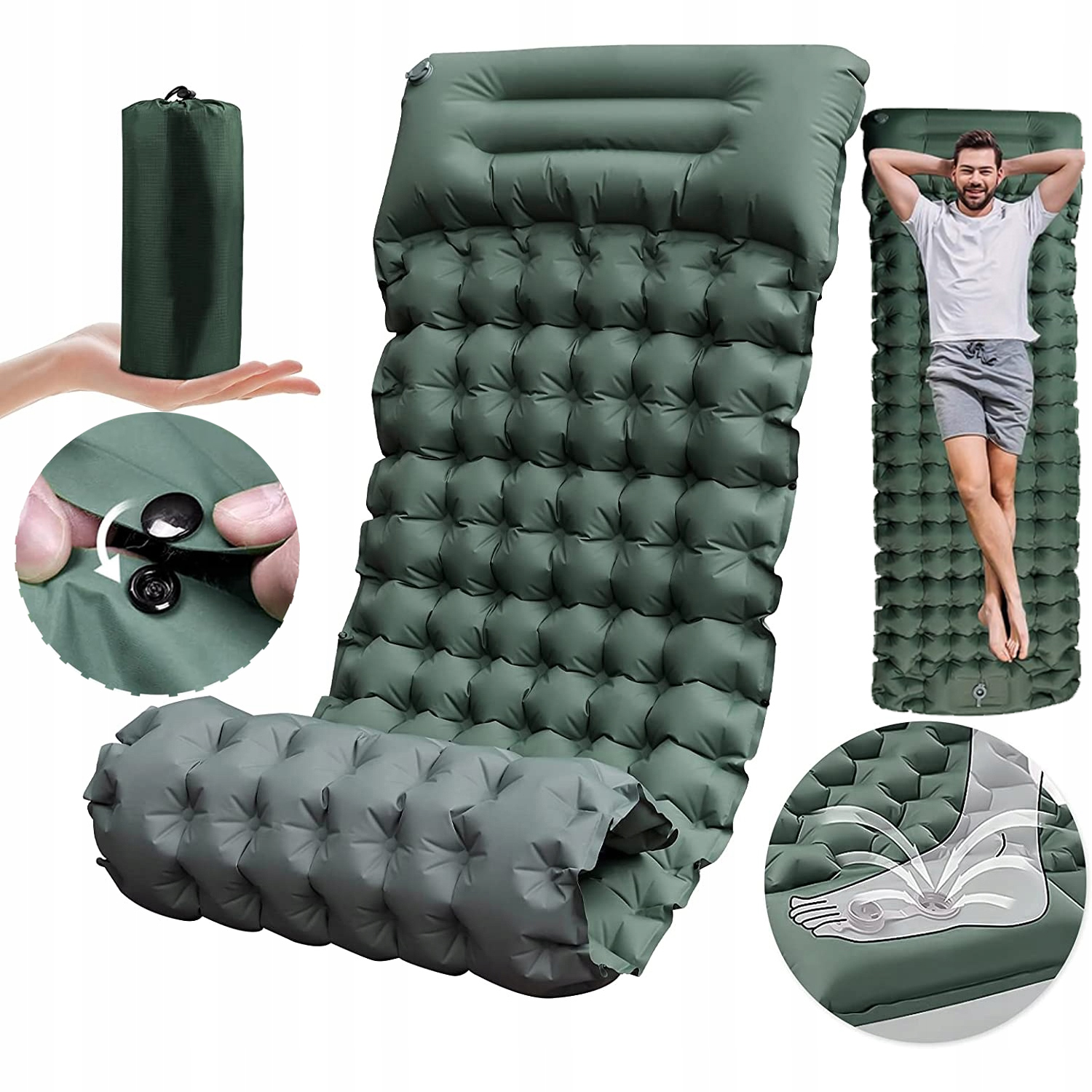 Samonafukovací Podložka Karimatka Nafukovací Matrace 200X70X10CM S Polštářem Matrace