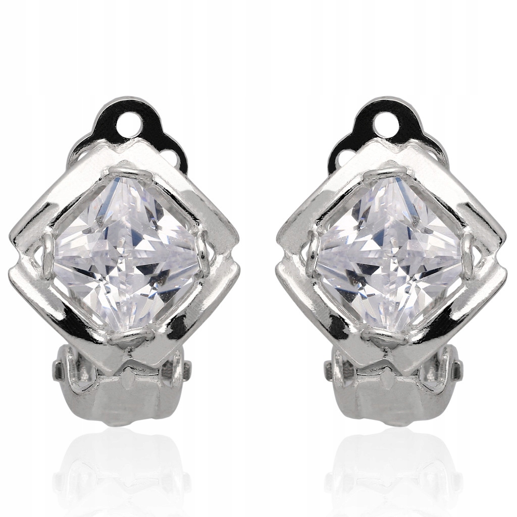 Klipsy srebrne z cyrkoniami rombiki pr.925 DZIEŃ MATKI