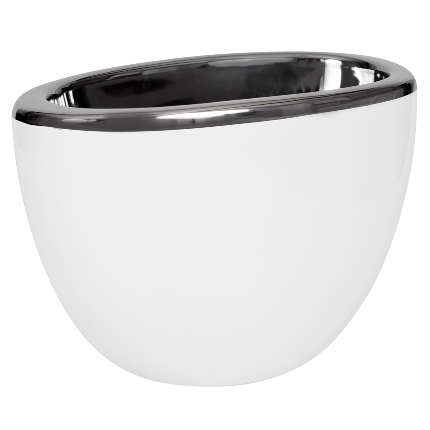 Květináč obal keramika bílá stříbrná lesk 27x18 cm ozdobný forma glamour