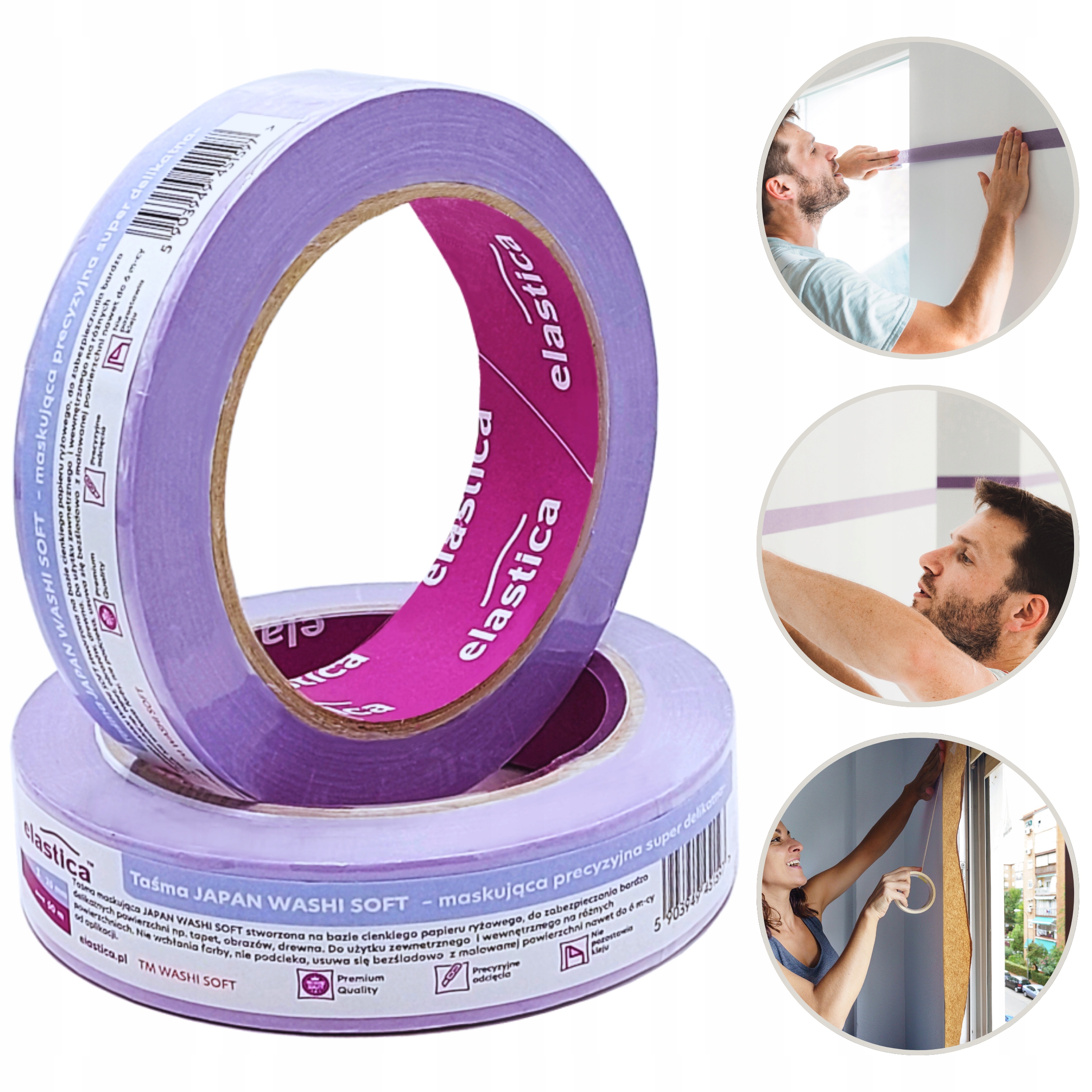 TAŚMA PRECYZYJNA DO ODCIĘĆ LINII 25 mm x 50 m JAPOŃSKA WASHI FIOLETOWA 6MSC