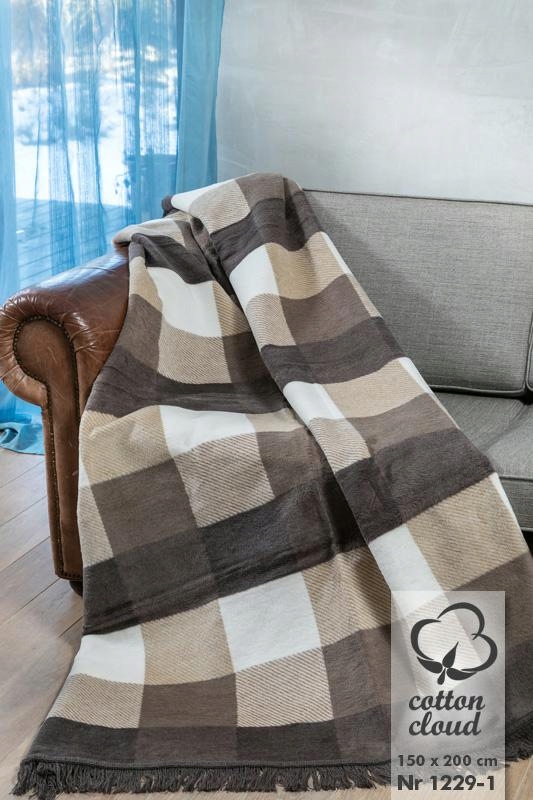 Bavlněná akrylová deka 150x200 mřížka přehoz pled