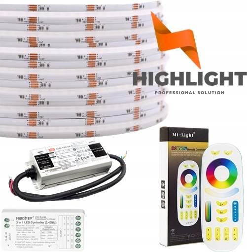 5 m Sada na fasády Cob Rgb+cct IP65 vodotesná, nepretržitá svetelná línia