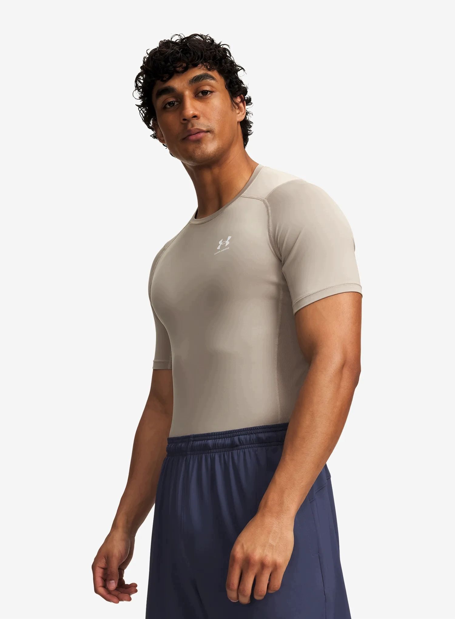 Koszulka treningowa Under Armour Hg Armour Comp S/s timberwolf taupe S