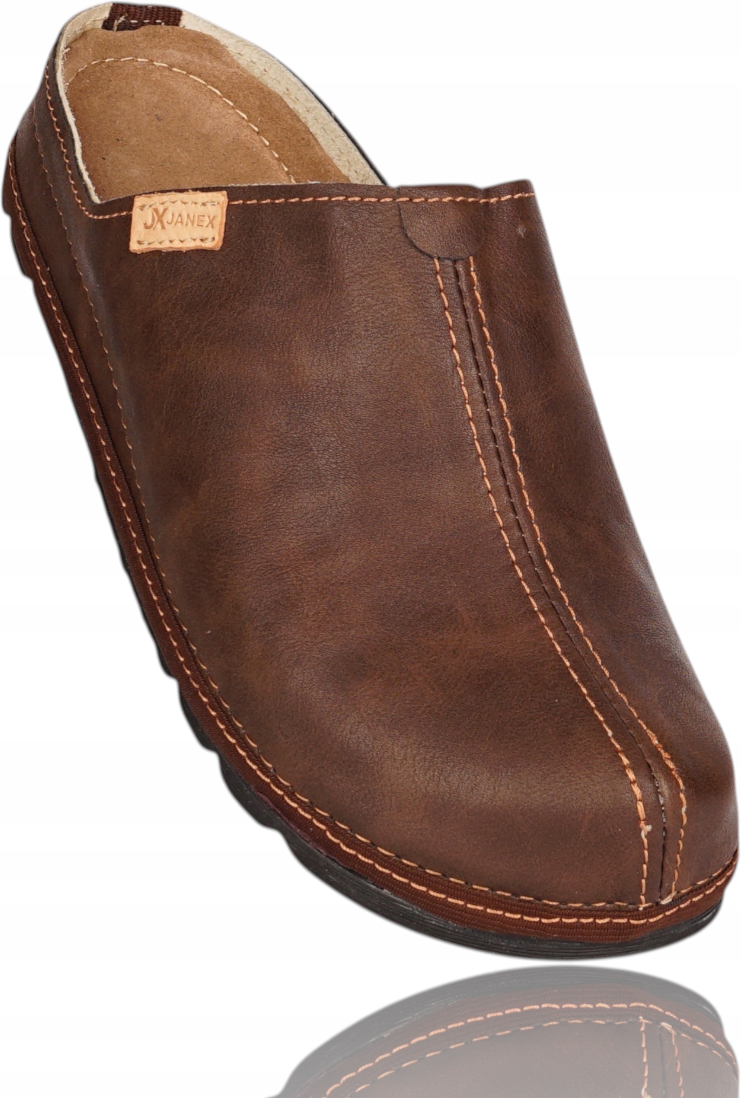 Pánské Pantofle Kožené Hnědé Do Práce Školy Domu Zahrady Silné Pohodlné