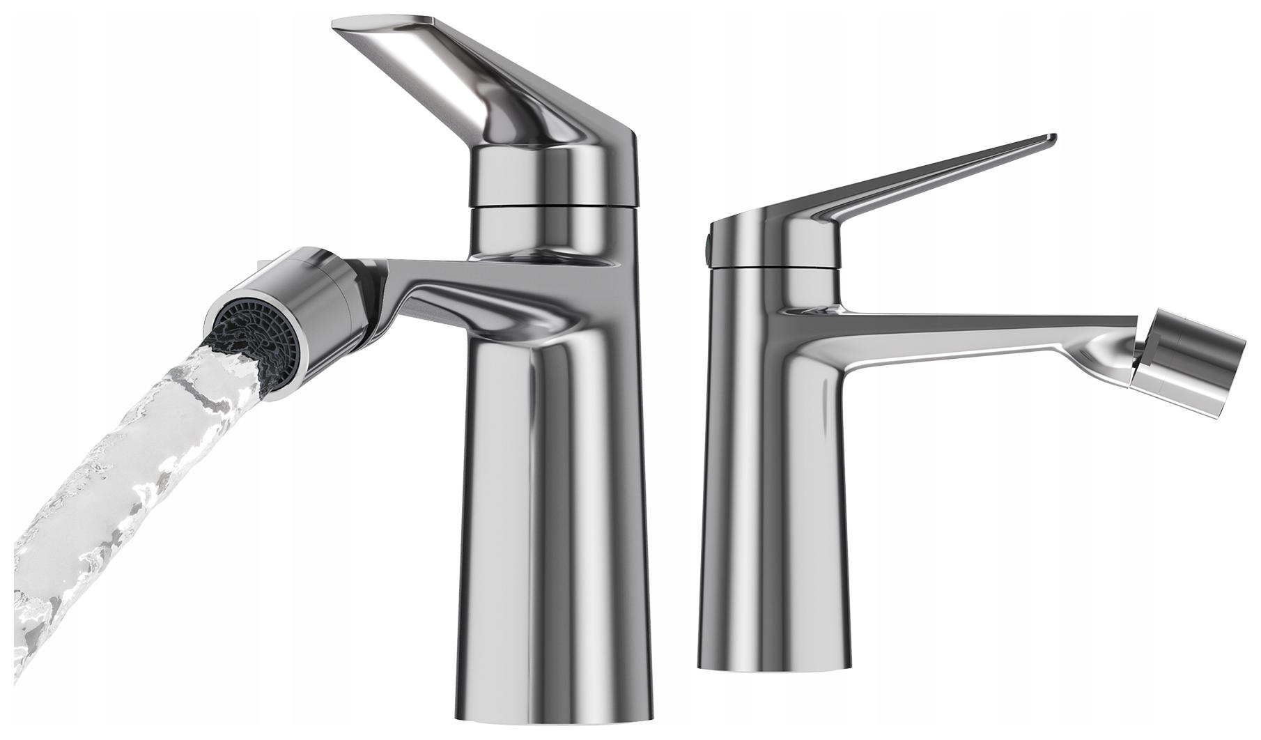 Bidetová Baterie Stříbrná Koupelnová Mosazná Stojící Chrom Baterie Nave