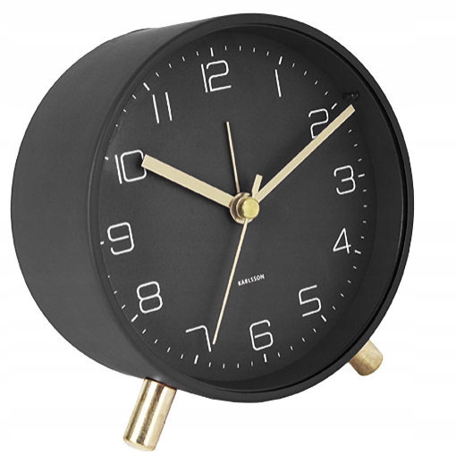 Černý Kulatý Budík Karlsson KA5752BK Tichý Mechanismus Podsvícení